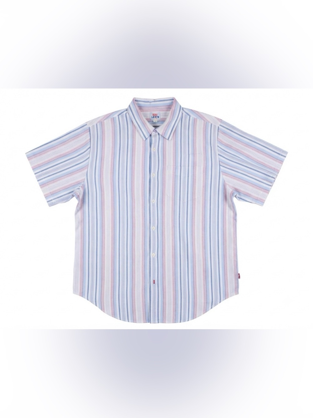 Vintage Levi's Button Down Shirt Men's XXL Short Sleeve Blue Red Stripe Cotton